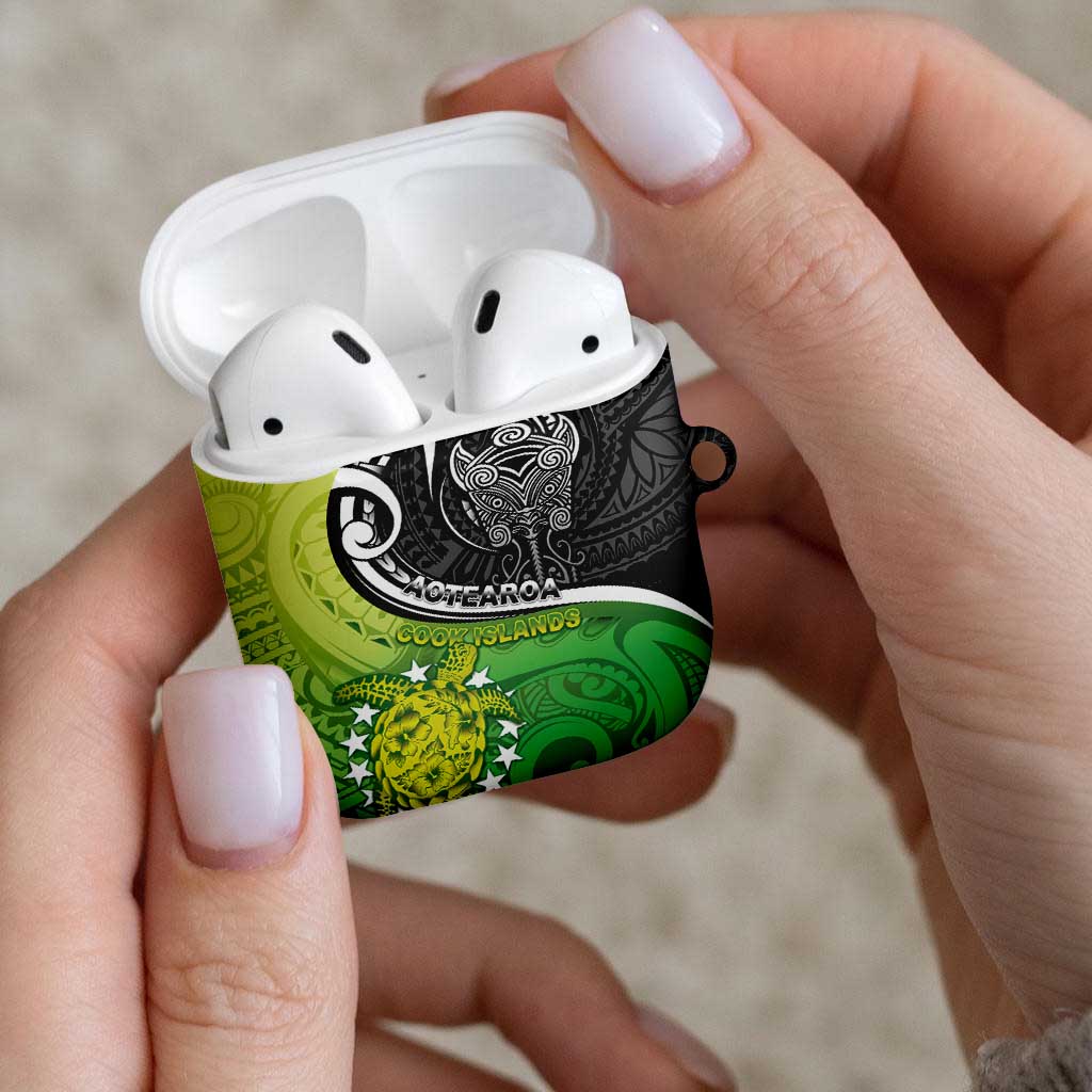 New Zealand Cook Islands AirPods Case Maori Tiki With Circle Stars Turtle - Polynesian Pride