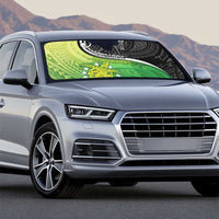 New Zealand Cook Islands Auto Sun Shade Maori Tiki With Circle Stars Turtle - Polynesian Pride