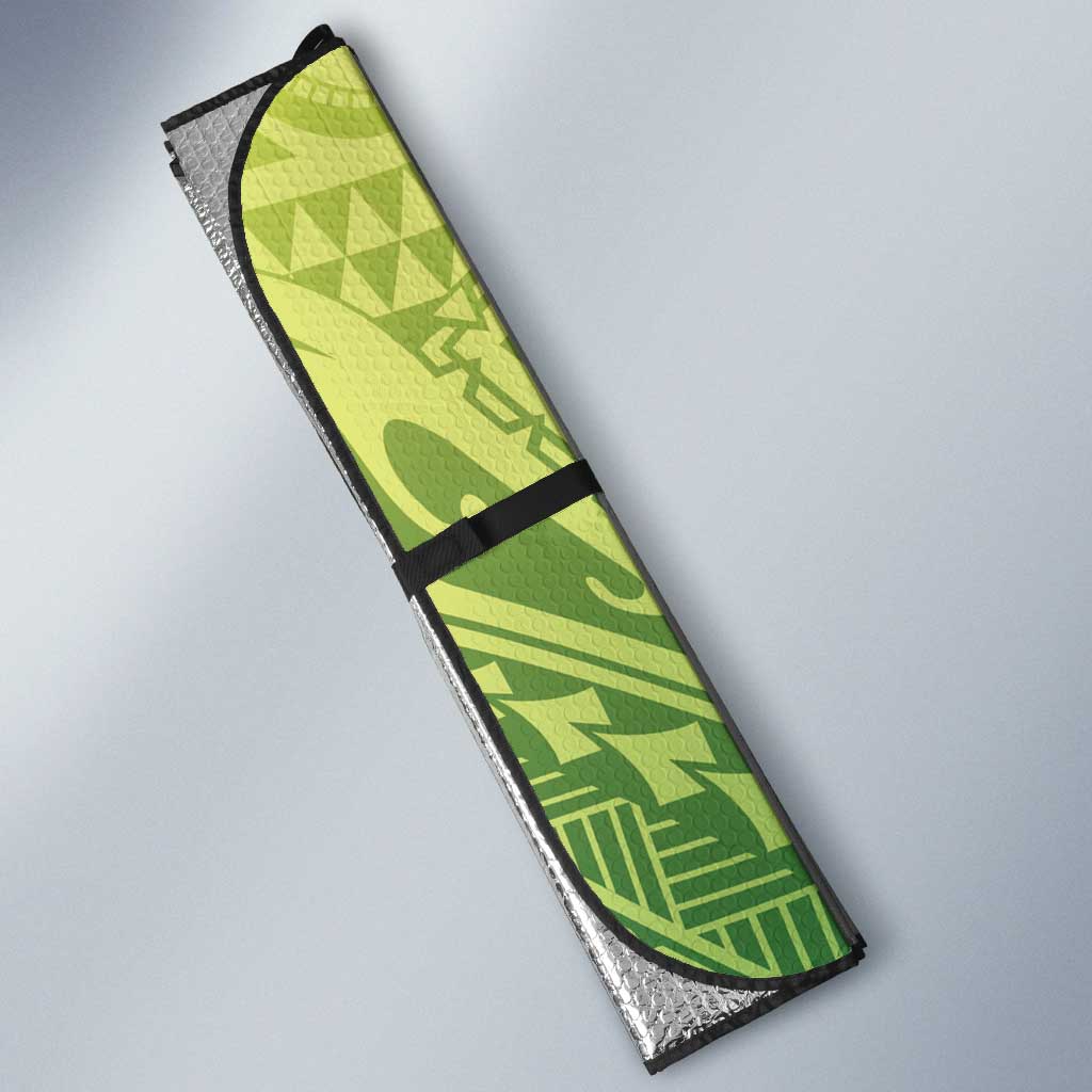 New Zealand Cook Islands Auto Sun Shade Maori Tiki With Circle Stars Turtle - Polynesian Pride