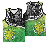 Custom New Zealand Cook Islands Basketball Jersey Maori Tiki With Circle Stars Turtle - Polynesian Pride