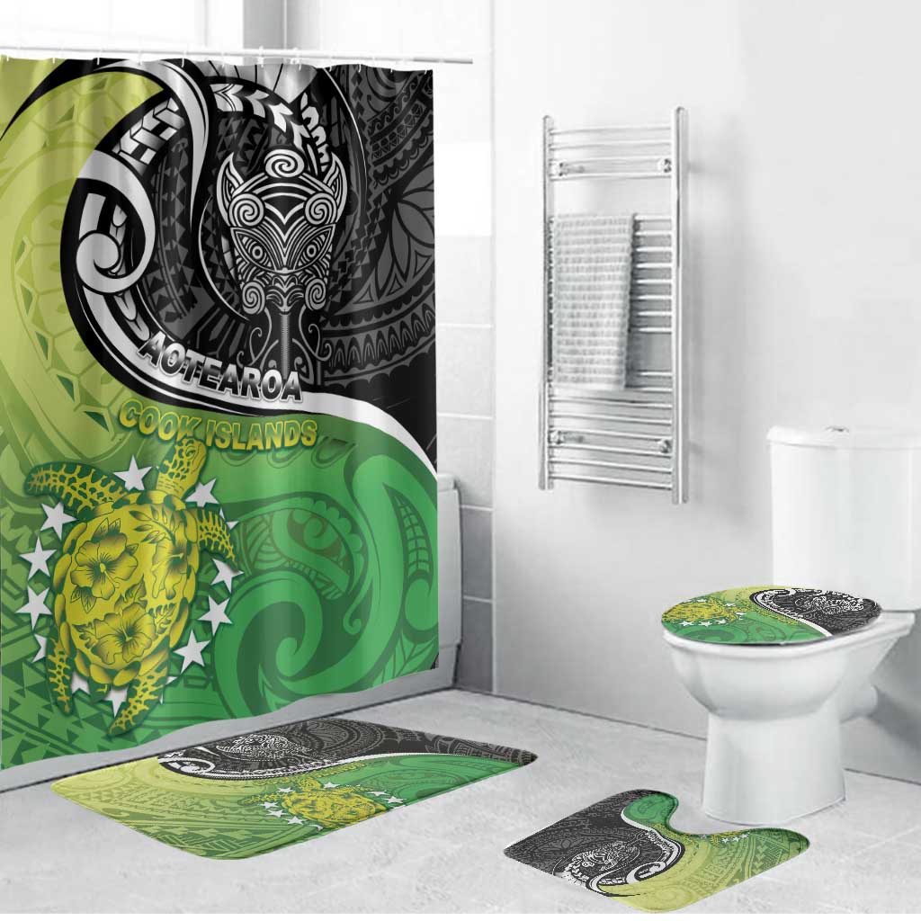 New Zealand Cook Islands Bathroom Set Maori Tiki With Circle Stars Turtle - Polynesian Pride