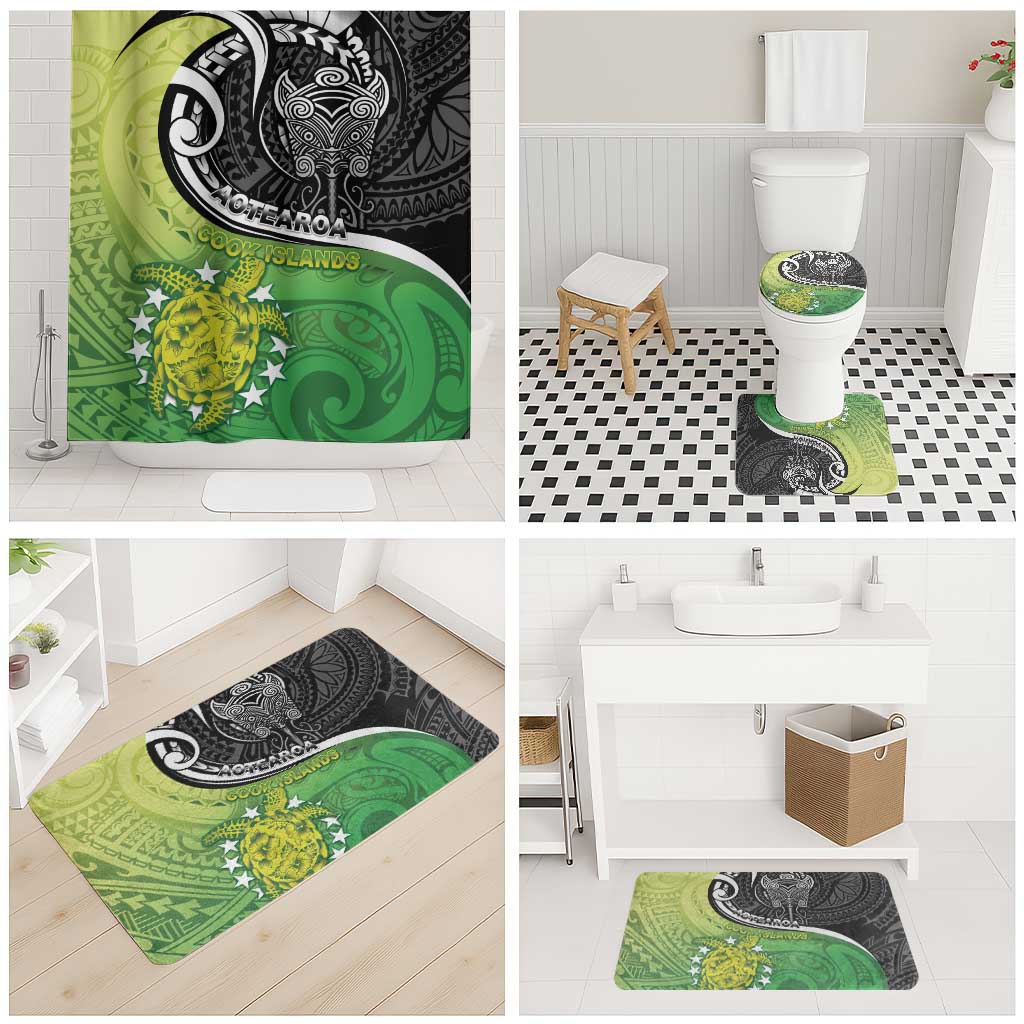 New Zealand Cook Islands Bathroom Set Maori Tiki With Circle Stars Turtle - Polynesian Pride