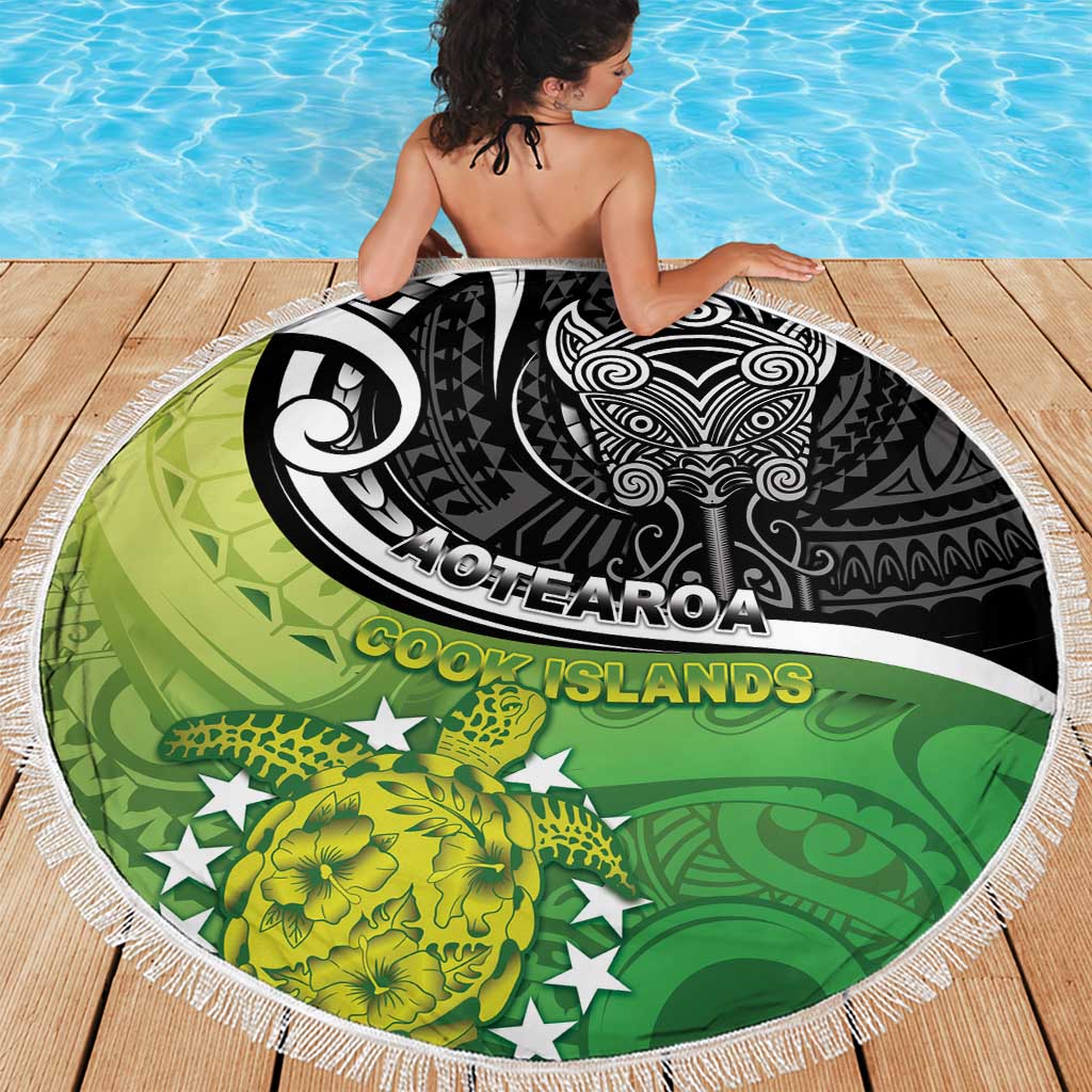 New Zealand Cook Islands Beach Blanket Maori Tiki With Circle Stars Turtle - Polynesian Pride