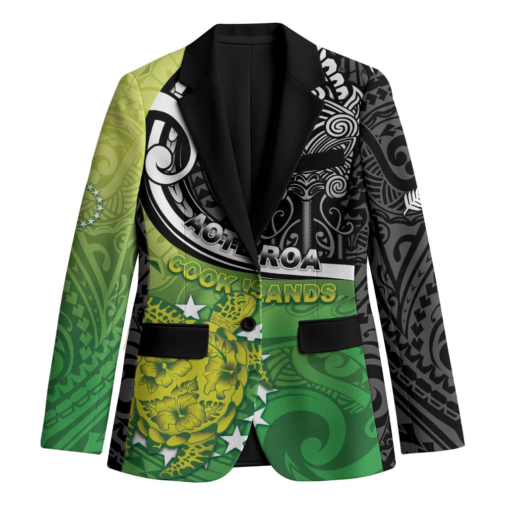 Custom New Zealand Cook Islands Blazer Maori Tiki With Circle Stars Turtle - Polynesian Pride