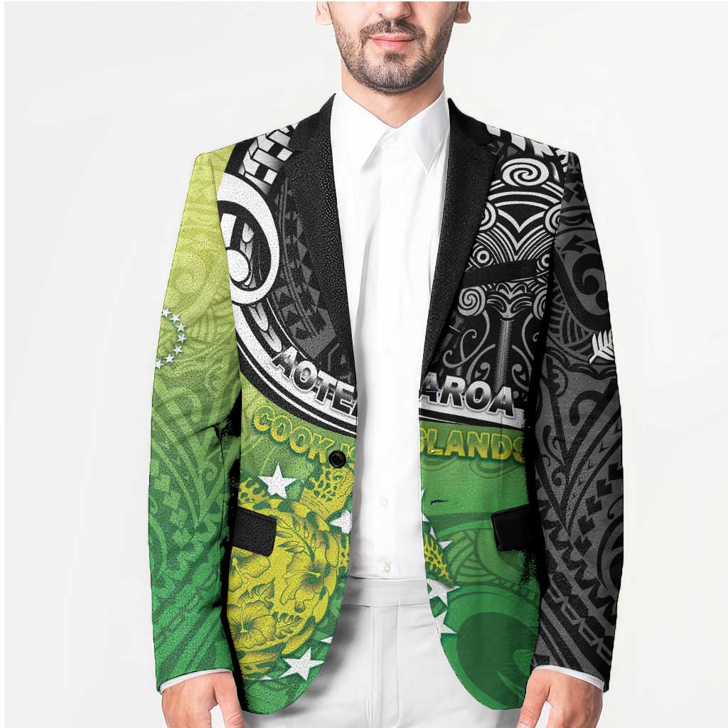Custom New Zealand Cook Islands Blazer Maori Tiki With Circle Stars Turtle - Polynesian Pride