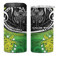 Custom New Zealand Cook Islands 4 in 1 Can Cooler Tumbler Maori Tiki With Circle Stars Turtle - Polynesian Pride