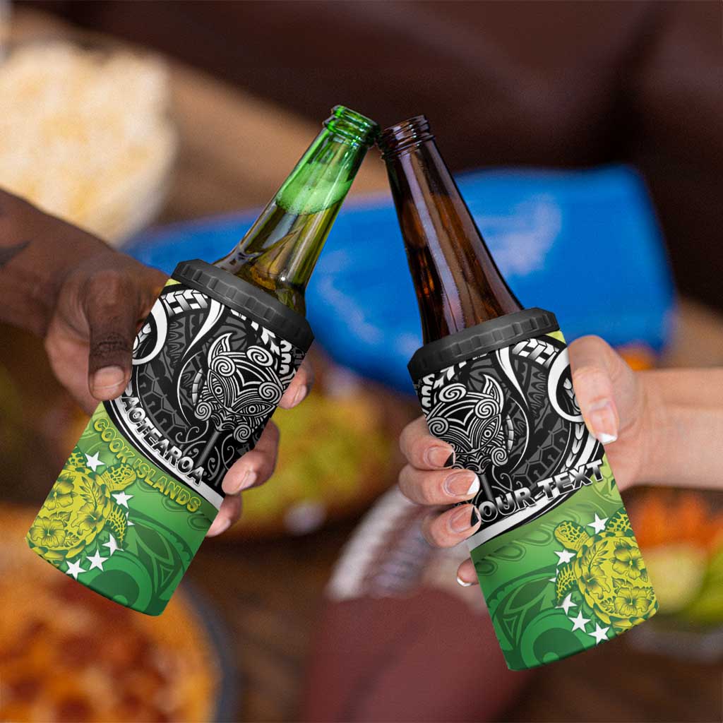 Custom New Zealand Cook Islands 4 in 1 Can Cooler Tumbler Maori Tiki With Circle Stars Turtle - Polynesian Pride
