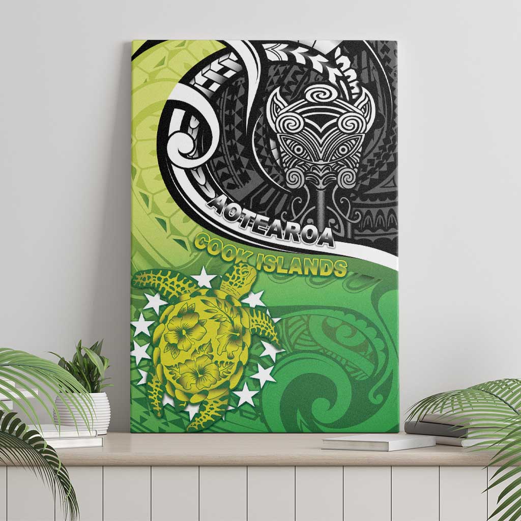 New Zealand Cook Islands Canvas Wall Art Maori Tiki With Circle Stars Turtle - Polynesian Pride