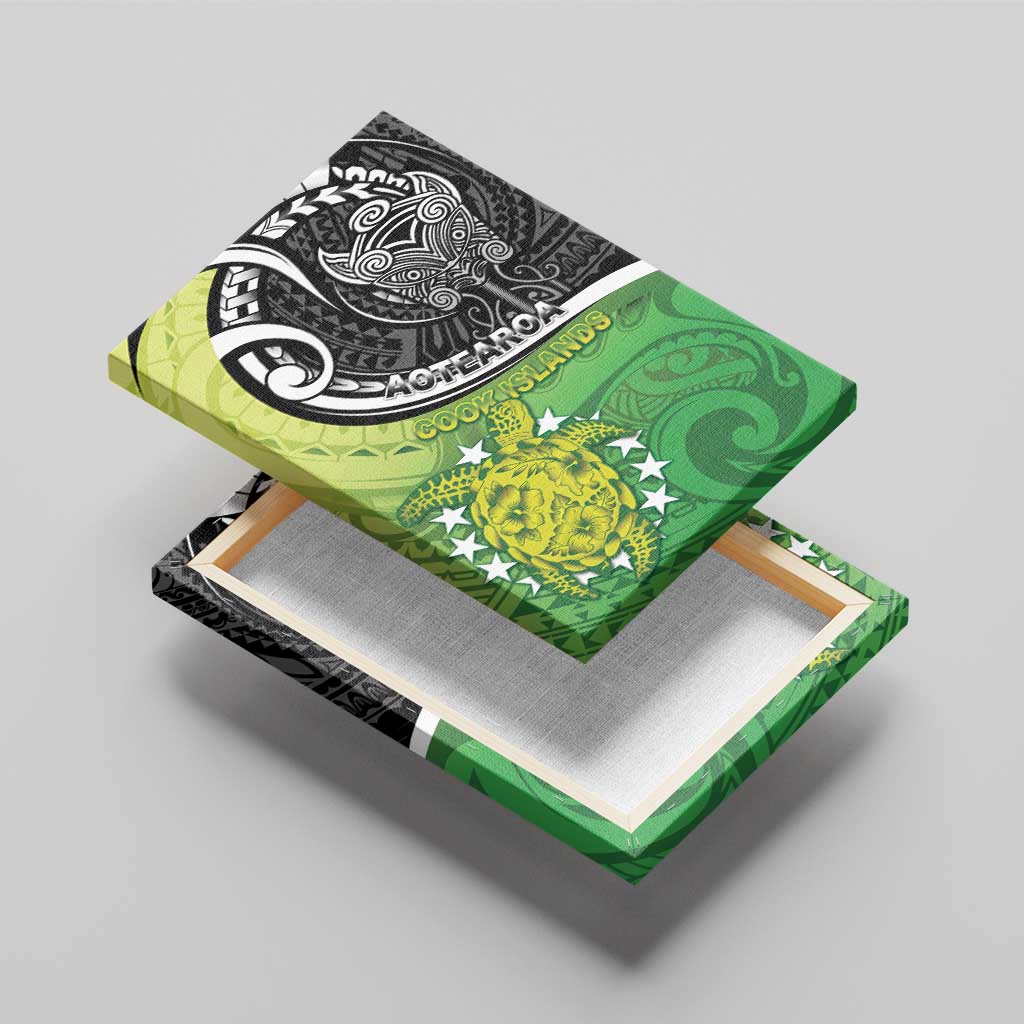 New Zealand Cook Islands Canvas Wall Art Maori Tiki With Circle Stars Turtle - Polynesian Pride