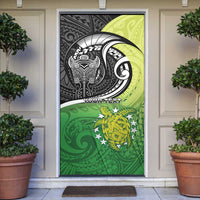 Custom New Zealand Cook Islands Door Cover Maori Tiki With Circle Stars Turtle - Polynesian Pride