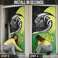 Custom New Zealand Cook Islands Door Cover Maori Tiki With Circle Stars Turtle - Polynesian Pride
