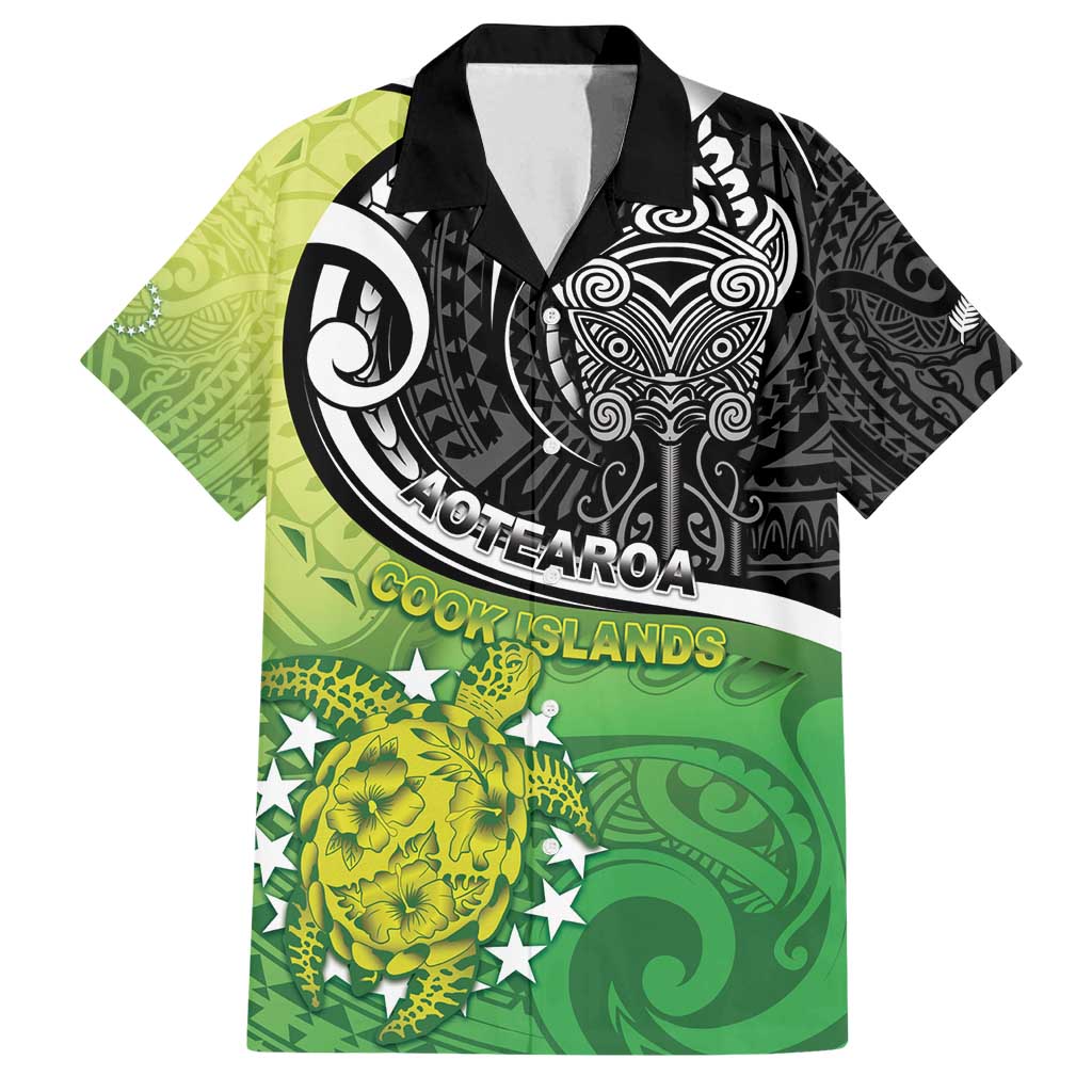 Custom New Zealand Cook Islands Family Matching Long Sleeve Bodycon Dress and Hawaiian Shirt Maori Tiki With Circle Stars Turtle - Polynesian Pride