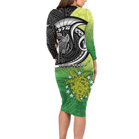 Custom New Zealand Cook Islands Family Matching Long Sleeve Bodycon Dress and Hawaiian Shirt Maori Tiki With Circle Stars Turtle - Polynesian Pride