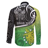 Custom New Zealand Cook Islands Family Matching Short Sleeve Bodycon Dress and Hawaiian Shirt Maori Tiki With Circle Stars Turtle - Polynesian Pride