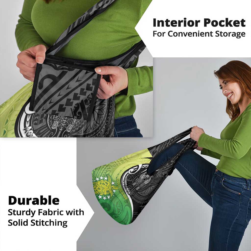 New Zealand Cook Islands Grocery Bag Maori Tiki With Circle Stars Turtle - Polynesian Pride