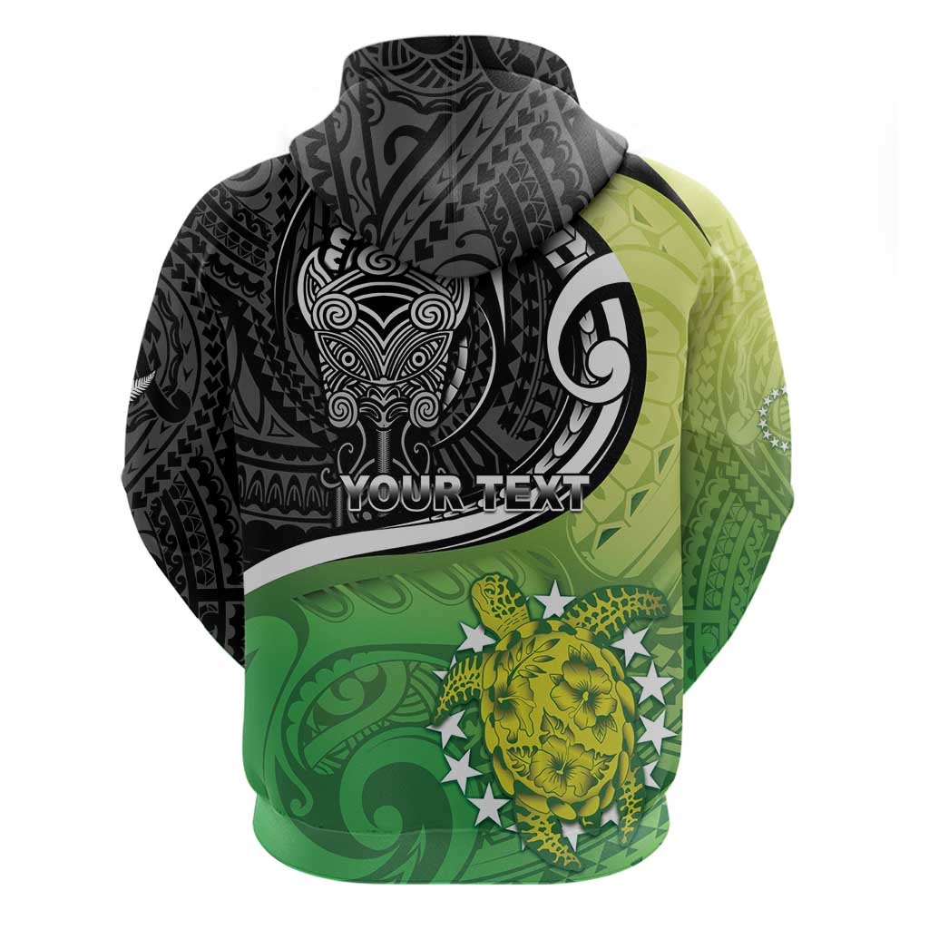 Custom New Zealand Cook Islands Hoodie Maori Tiki With Circle Stars Turtle - Polynesian Pride