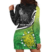 Custom New Zealand Cook Islands Hoodie Dress Maori Tiki With Circle Stars Turtle - Polynesian Pride
