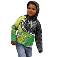 Custom New Zealand Cook Islands Kid Hoodie Maori Tiki With Circle Stars Turtle - Polynesian Pride