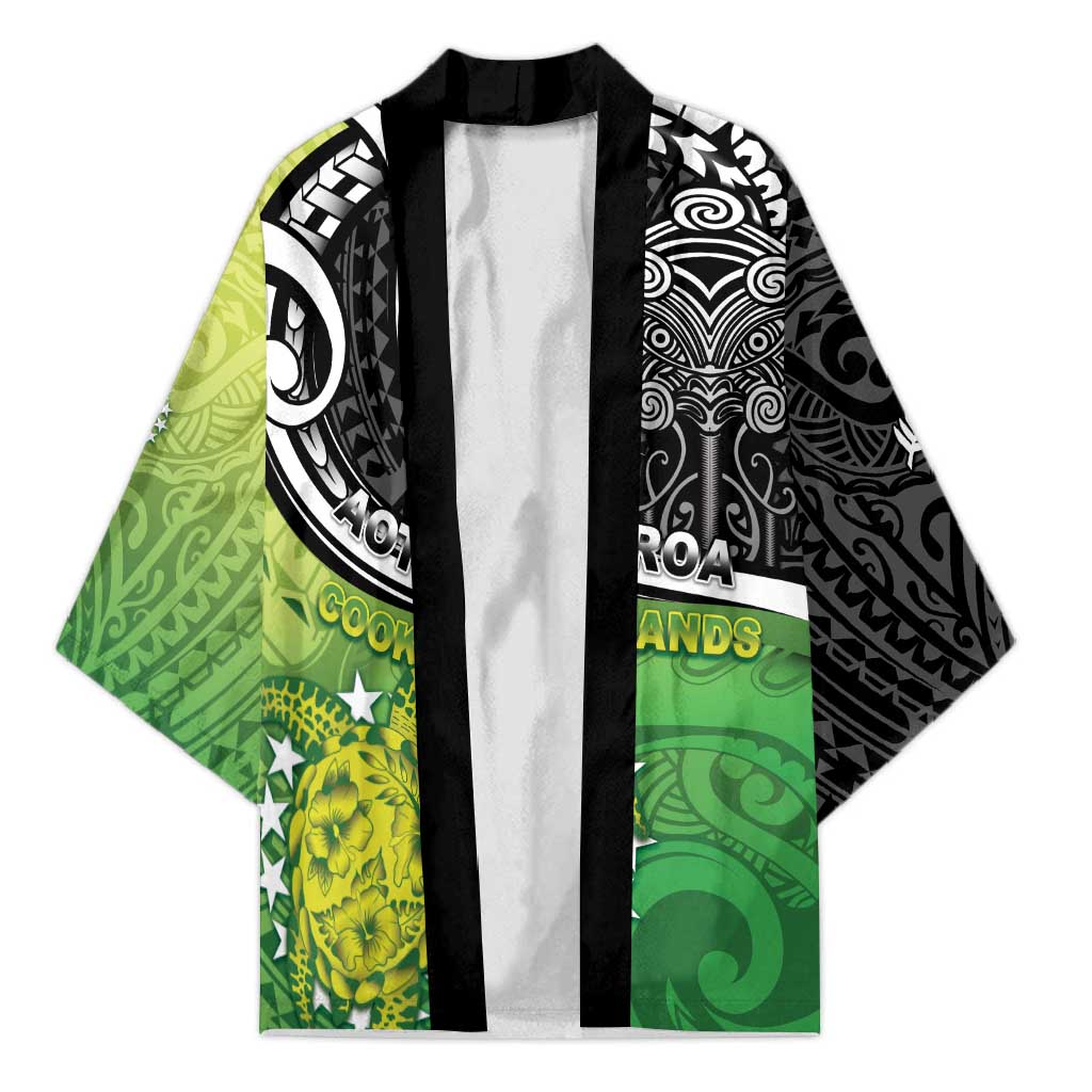 Custom New Zealand Cook Islands Kimono Maori Tiki With Circle Stars Turtle - Polynesian Pride