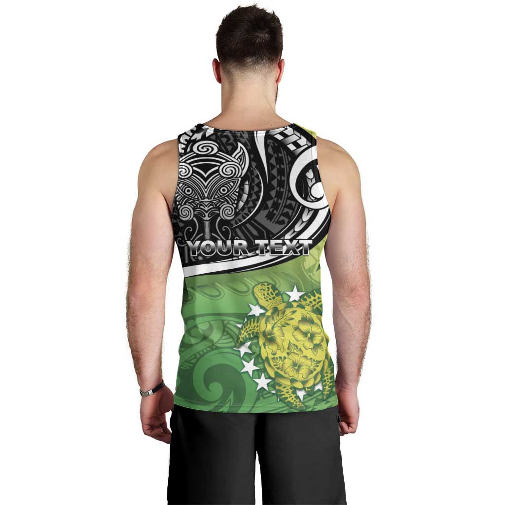 Custom New Zealand Cook Islands Men Tank Top Maori Tiki With Circle Stars Turtle - Polynesian Pride