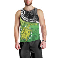 Custom New Zealand Cook Islands Men Tank Top Maori Tiki With Circle Stars Turtle - Polynesian Pride