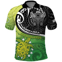 Custom New Zealand Cook Islands Polo Shirt Maori Tiki With Circle Stars Turtle - Polynesian Pride
