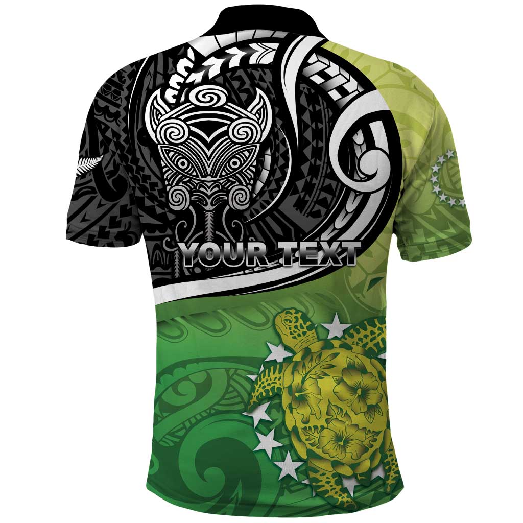 Custom New Zealand Cook Islands Polo Shirt Maori Tiki With Circle Stars Turtle - Polynesian Pride