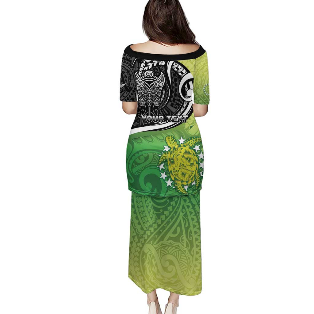 Custom New Zealand Cook Islands Puletasi Maori Tiki With Circle Stars Turtle - Polynesian Pride