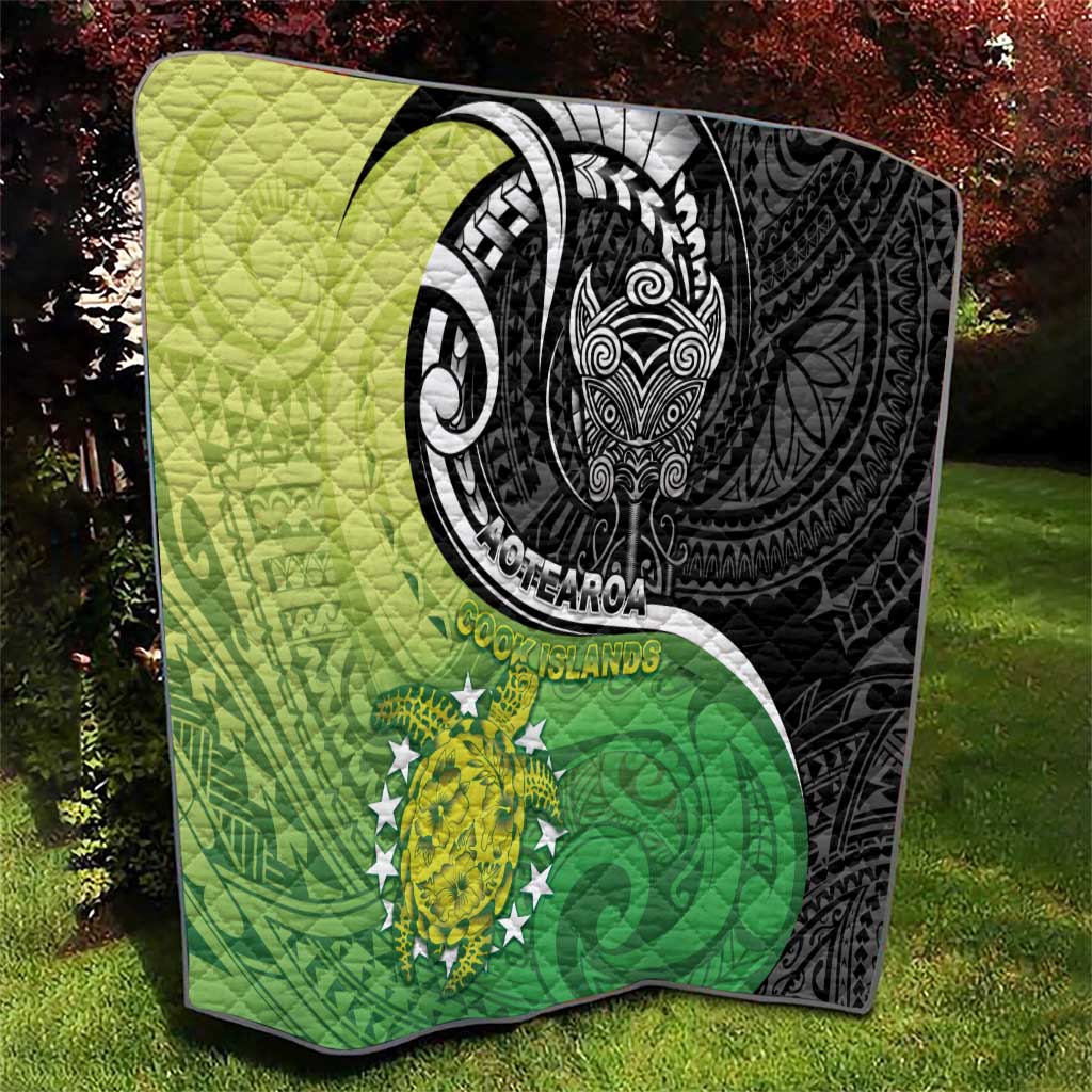 New Zealand Cook Islands Quilt Maori Tiki With Circle Stars Turtle - Polynesian Pride