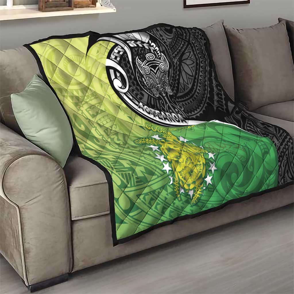 New Zealand Cook Islands Quilt Maori Tiki With Circle Stars Turtle - Polynesian Pride