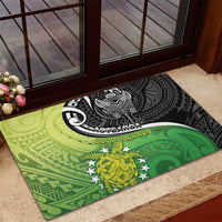 New Zealand Cook Islands Rubber Doormat Maori Tiki With Circle Stars Turtle - Polynesian Pride