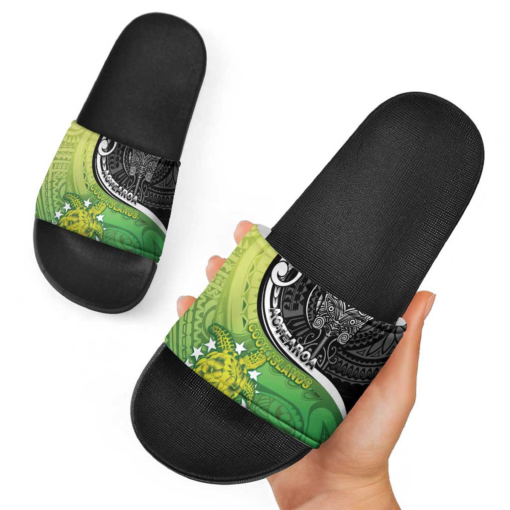 New Zealand Cook Islands Slide Sandals Maori Tiki With Circle Stars Turtle - Polynesian Pride
