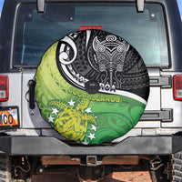 New Zealand Cook Islands Spare Tire Cover Maori Tiki With Circle Stars Turtle - Polynesian Pride