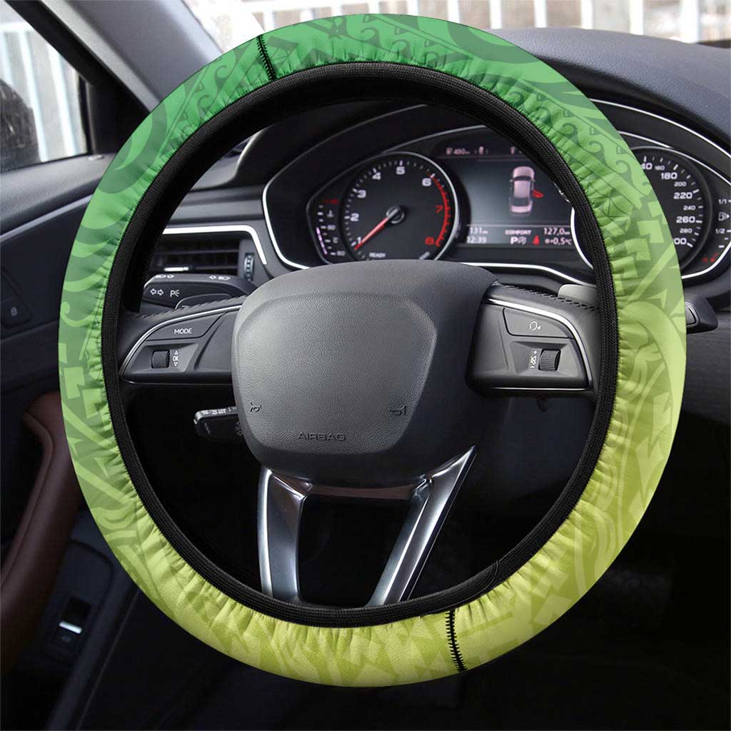 New Zealand Cook Islands Steering Wheel Cover Maori Tiki With Circle Stars Turtle - Polynesian Pride
