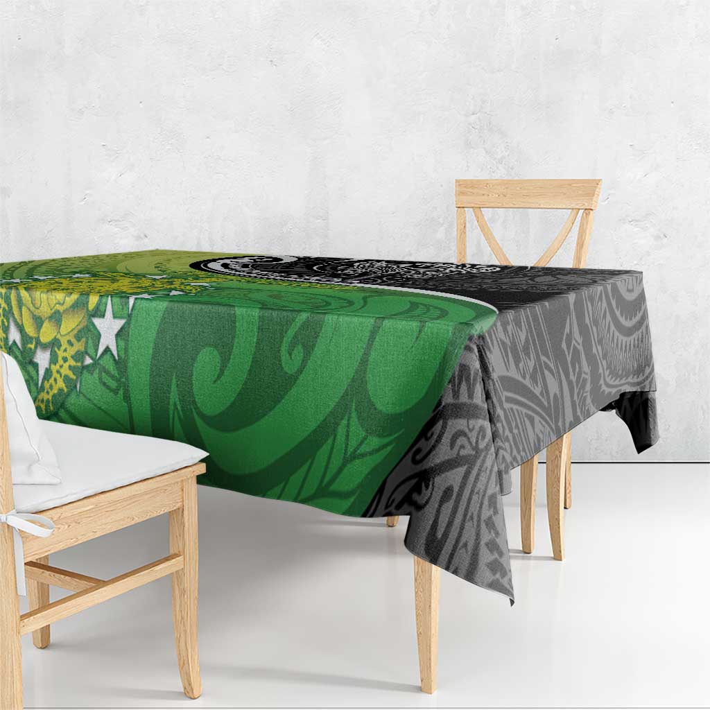 New Zealand Cook Islands Tablecloth Maori Tiki With Circle Stars Turtle - Polynesian Pride