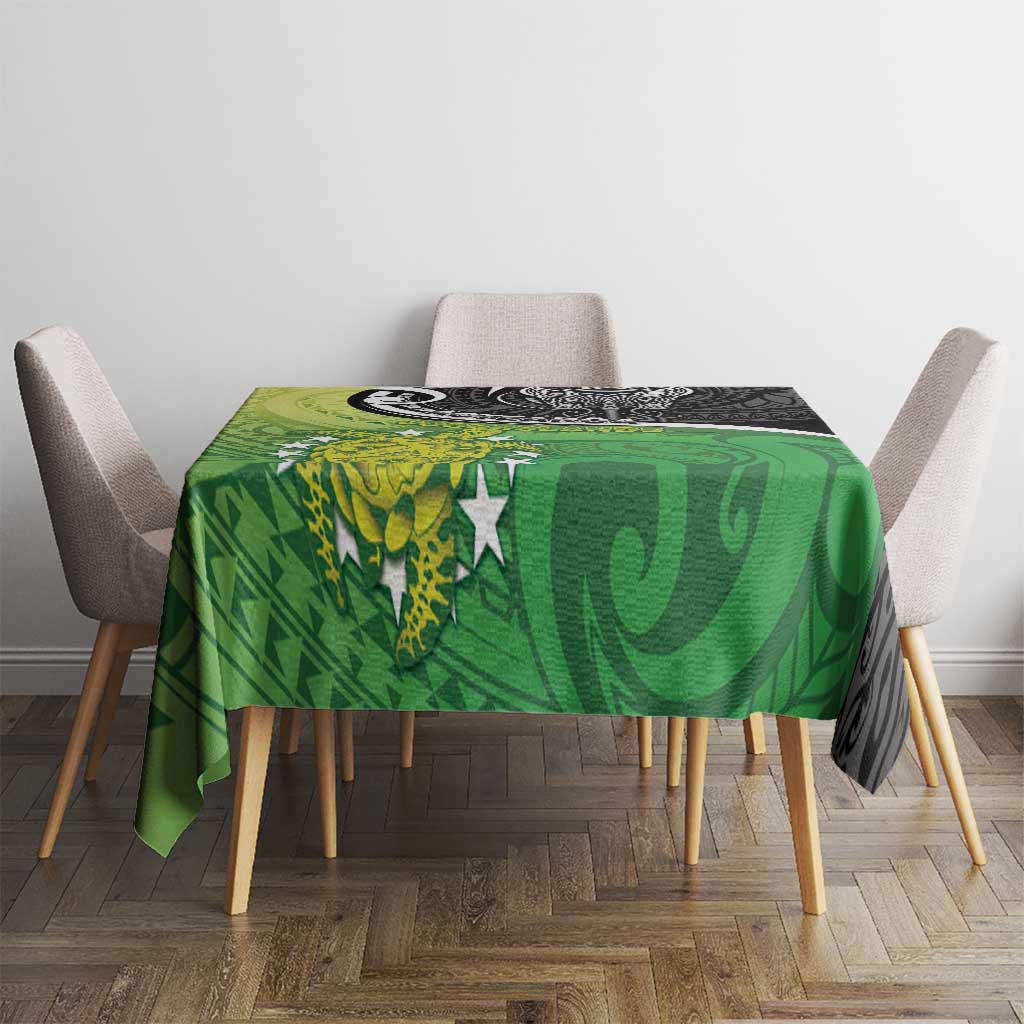 New Zealand Cook Islands Tablecloth Maori Tiki With Circle Stars Turtle - Polynesian Pride
