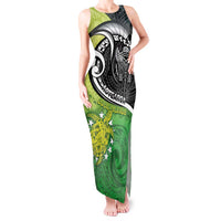 Custom New Zealand Cook Islands Tank Maxi Dress Maori Tiki With Circle Stars Turtle - Polynesian Pride