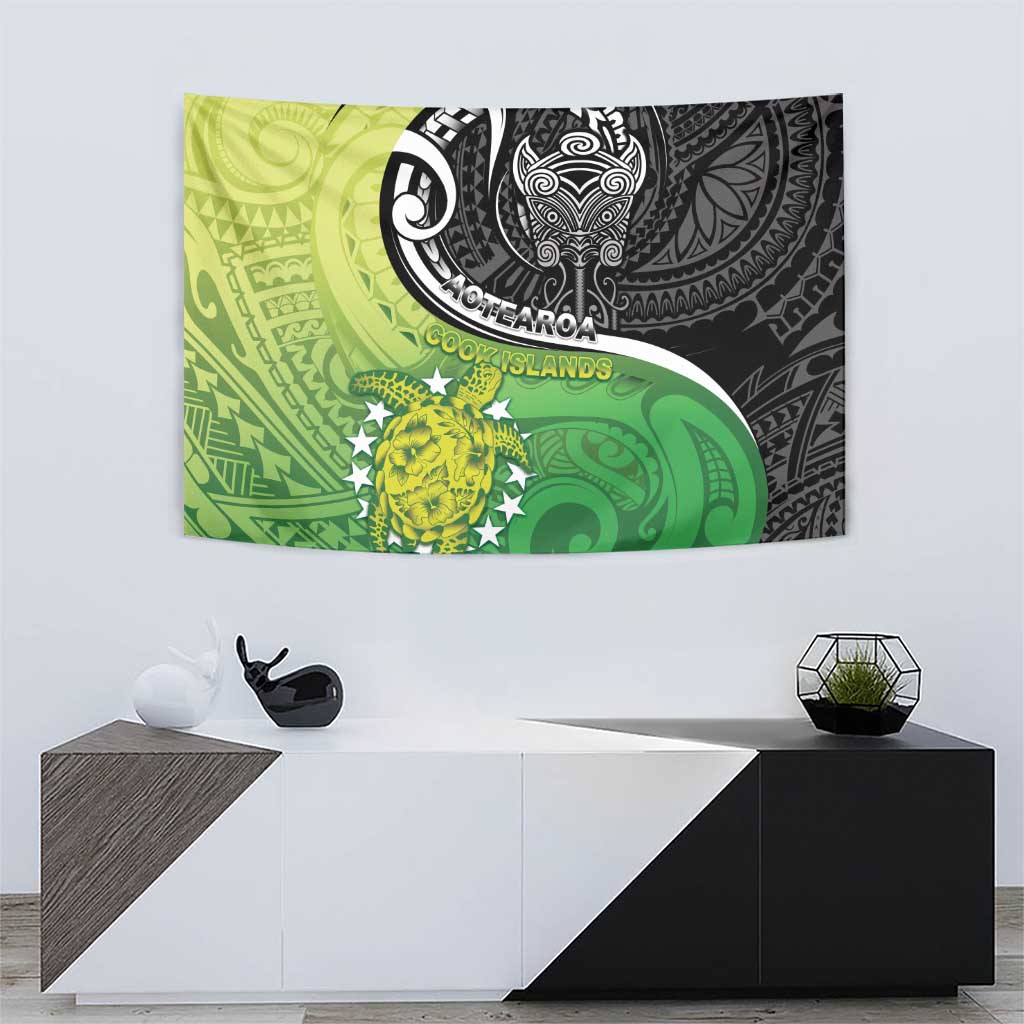 New Zealand Cook Islands Tapestry Maori Tiki With Circle Stars Turtle - Polynesian Pride