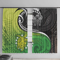 New Zealand Cook Islands Window Curtain Maori Tiki With Circle Stars Turtle - Polynesian Pride