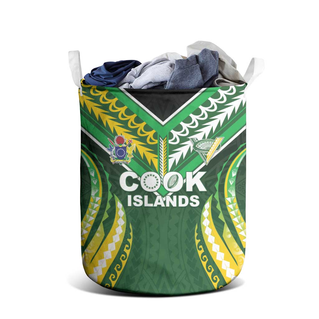 Cook Islands Rugby Laundry Basket Unique Style Green Version - Polynesian Pride
