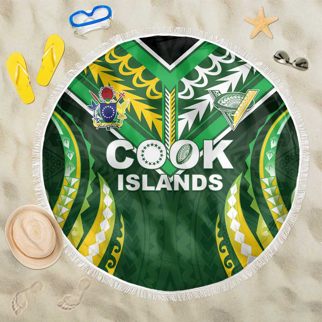 Cook Islands Rugby Beach Blanket Unique Style Green Version - Polynesian Pride