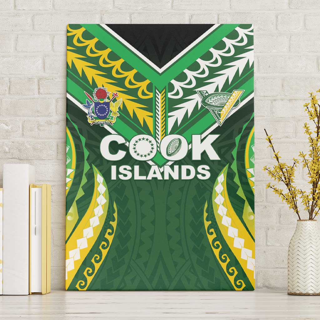 Cook Islands Rugby Canvas Wall Art Unique Style Green Version - Polynesian Pride
