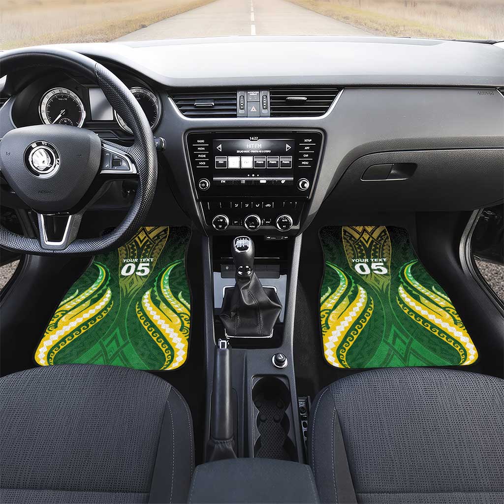 Custom Cook Islands Rugby Car Mats Unique Style Green Version - Polynesian Pride