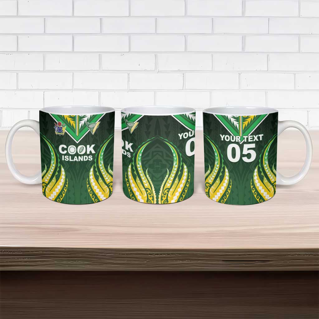 Custom Cook Islands Rugby Ceramic Mug Unique Style Green Version - Polynesian Pride