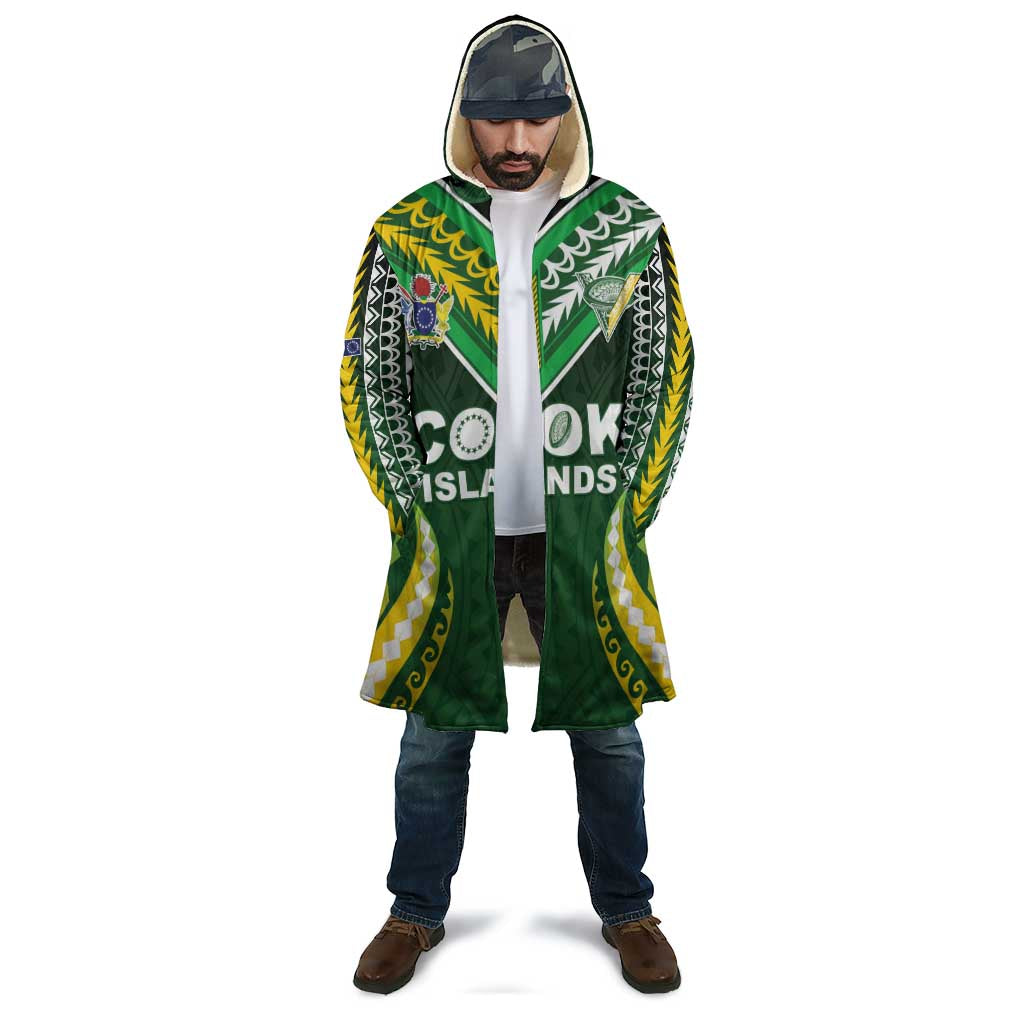 Custom Cook Islands Rugby Cloak Unique Style Green Version - Polynesian Pride