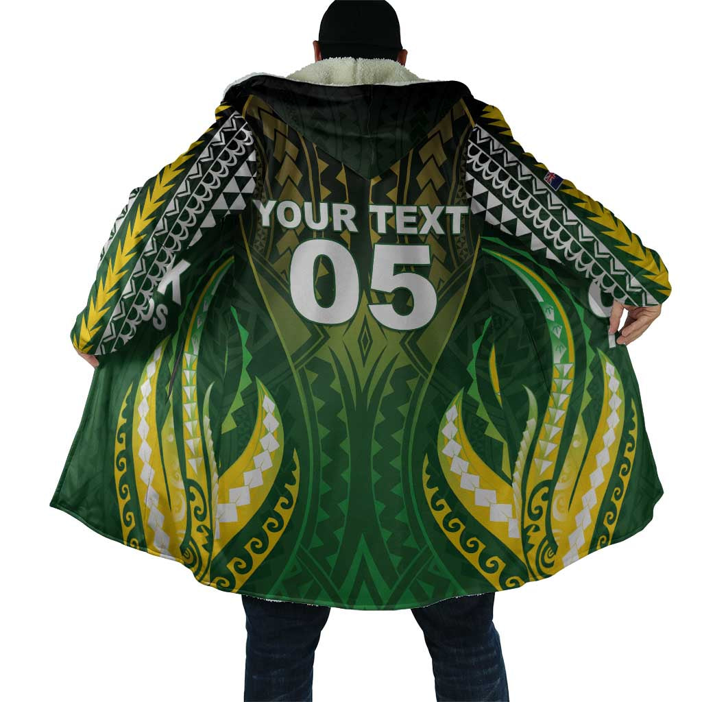 Custom Cook Islands Rugby Cloak Unique Style Green Version - Polynesian Pride
