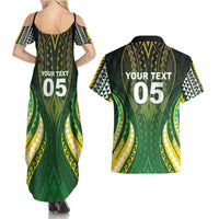 Custom Cook Islands Rugby Couples Matching Summer Maxi Dress and Hawaiian Shirt Unique Style Green Version - Polynesian Pride
