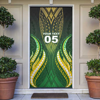 Custom Cook Islands Rugby Door Cover Unique Style Green Version - Polynesian Pride