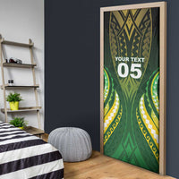Custom Cook Islands Rugby Door Cover Unique Style Green Version - Polynesian Pride