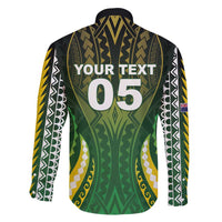 Custom Cook Islands Rugby Family Matching Long Sleeve Bodycon Dress and Hawaiian Shirt Unique Style Green Version - Polynesian Pride